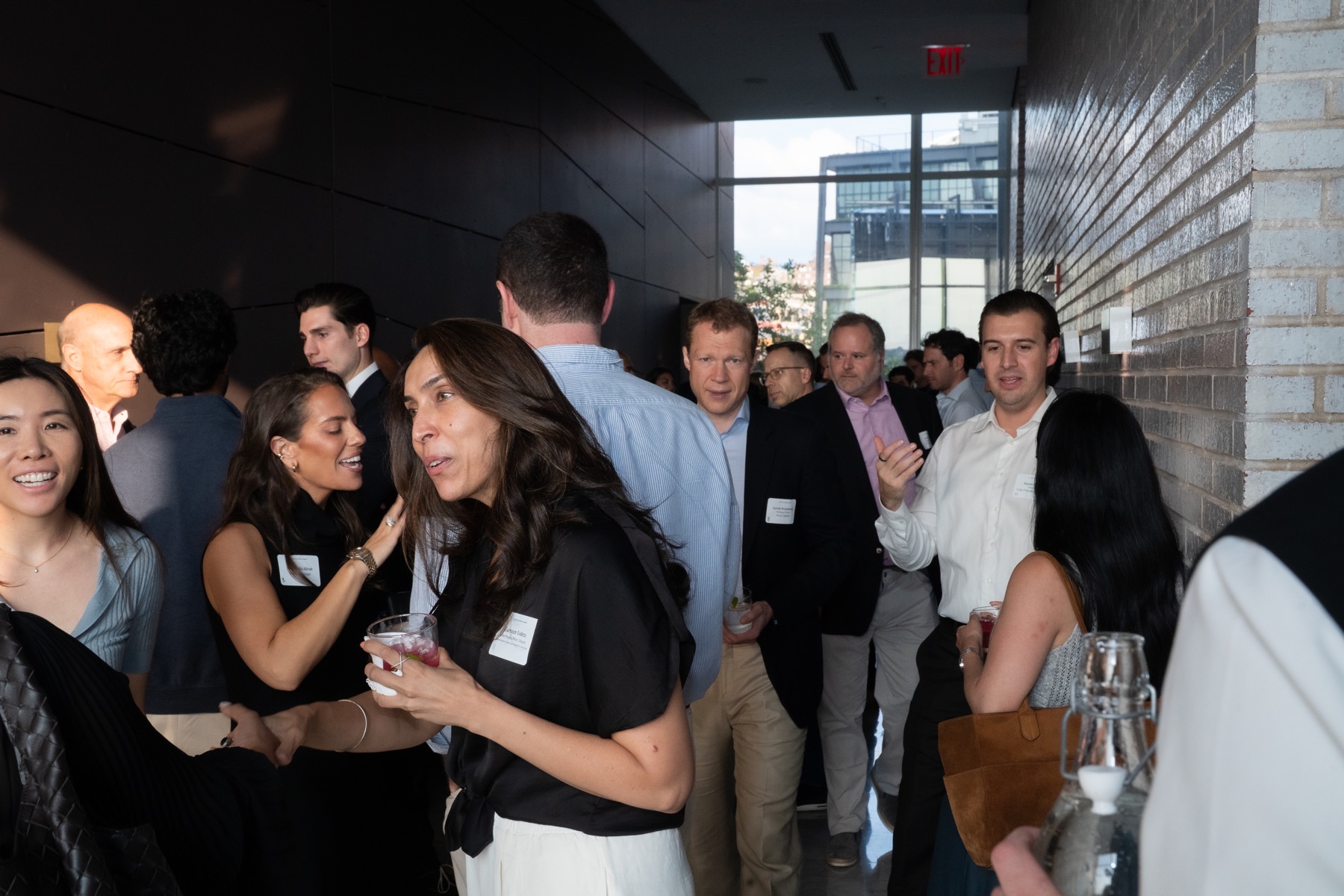 Crowd networking during a corporate reception